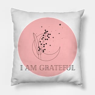 Affirmation Collection - I Am Grateful (Rose) Pillow