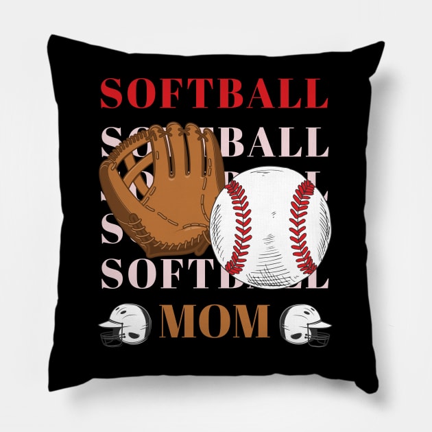 My Favorite Softball Player Calls Me Mom Gift for Softball Mother mommy mama Pillow by BoogieCreates