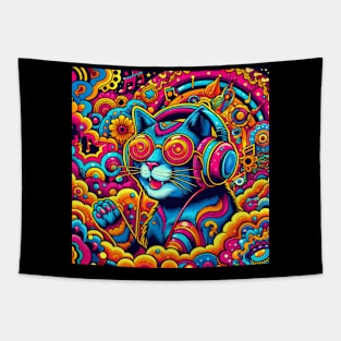 Trippy Music Cat #3 Tapestry