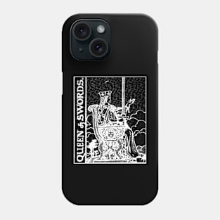 Queen of Swords Tarot Card Rider Waite Black and White Phone Case