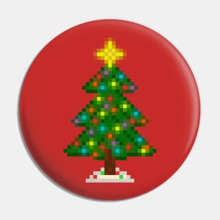 Pixel Christmas Tree with Glowing Lights (Red) Pin