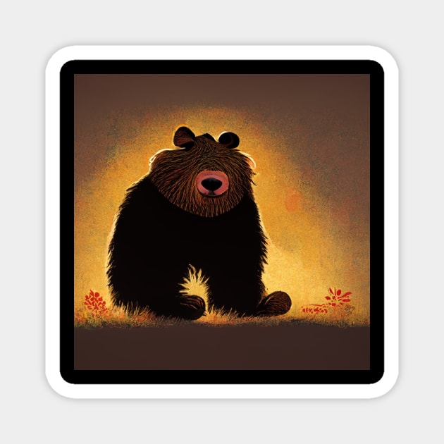 Cute little furry bear just sitting around. Magnet by Liana Campbell