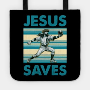 Baseball Jesus Saves Vintage Tote