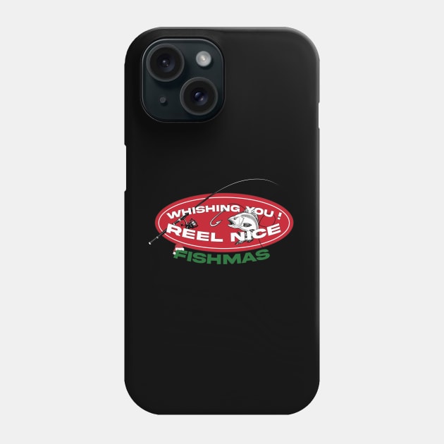 Wishing You Reel Nice Fishmas Funny Bass Fishing Christmas Phone Case by Exosia store