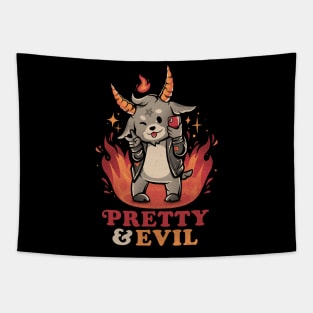 Pretty and Evil - Cute Evil Creepy Baphomet Gift Tapestry