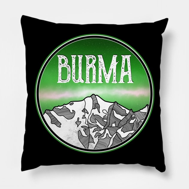 Burma Mountains Pillow by mailboxdisco