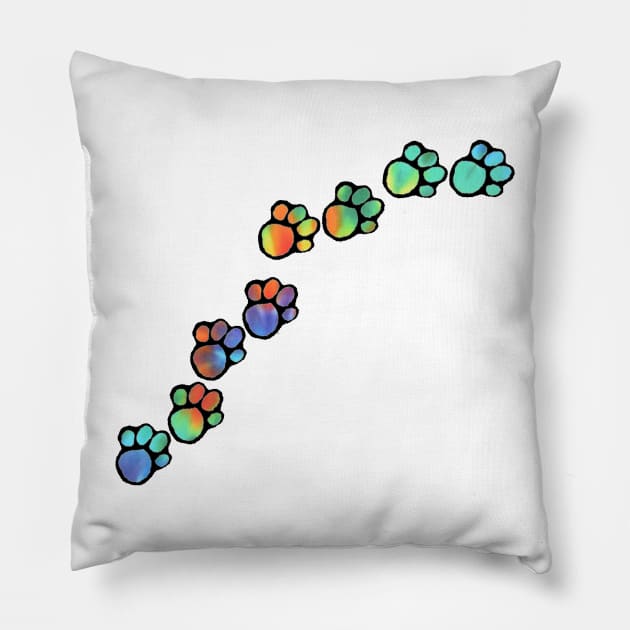 Psychedelic Paw Prints Pillow by ARTWORKandBEYOND