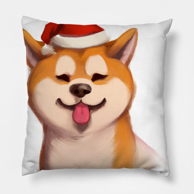 Cute Akita Inu Drawing Pillow by Play Zoo