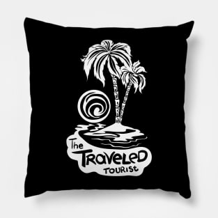 Traveling Tourist island with palm Trees Pillow