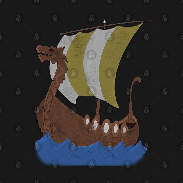 Viking Ship yellow with water by Pikolik