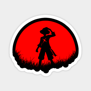 Red Moon Straw Hat Magnet