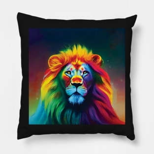 Rainbow Lion Art Pillow