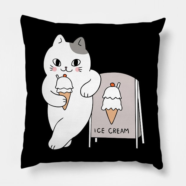 ice cream cat Pillow by stephens69