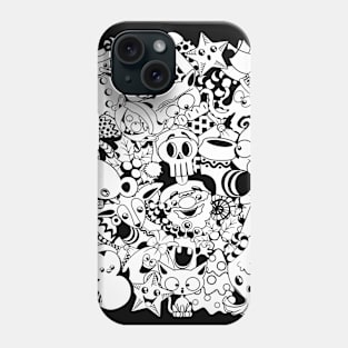 Christmas Doodles Funny and Cute Black and White Characters Phone Case