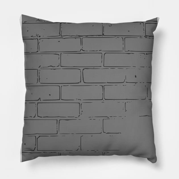 Grey Brick wall Pillow by Boo Face Designs