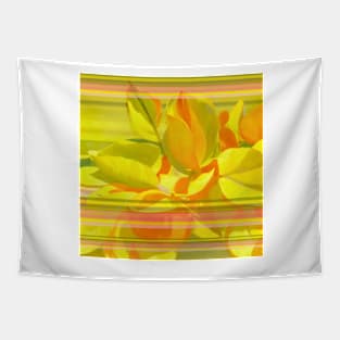 Yellow Rosebuds with Stripes Tapestry