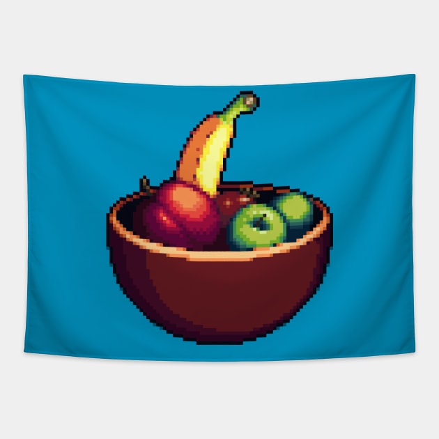 Fruit bowl pixel art Tapestry by HogFrog