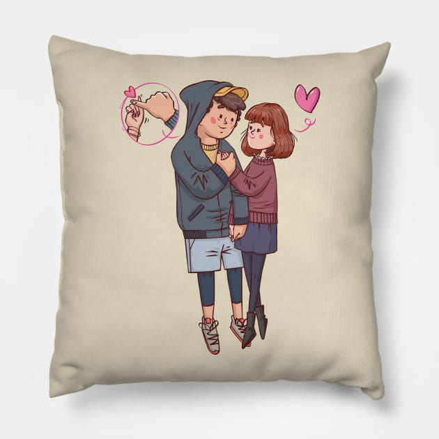 couple pinky promise lover Pillow by Mako Design 