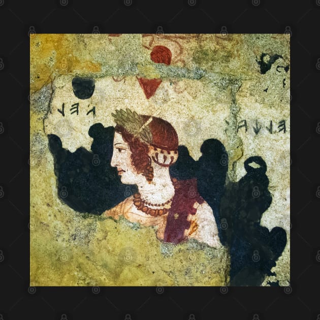 VELIA ,ETRUSCAN NOBLE WOMAN PORTRAIT Antique Tarquinia Fresco by BulganLumini