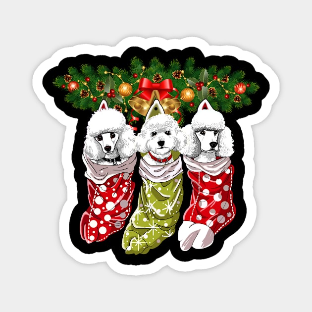 Poodles Socks Christmas Gifts Dogs Lovers Magnet by Terryeare