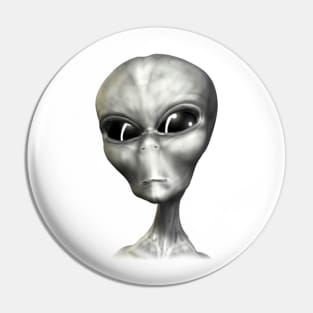 Grey alien UFO portrait Pin