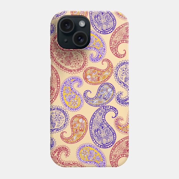 Paisleys Red and Purple Phone Case by MitaDreamDesign