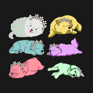 Springtime Dogs - Cute Pastel Daisy T-Shirt