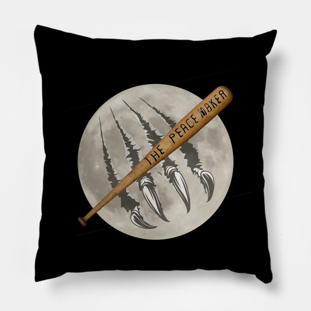 Silver Bullet Werewolf The Peace Maker Bat Halloween Pillow by Contentarama