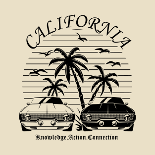 California Beach with Two Car T-Shirt