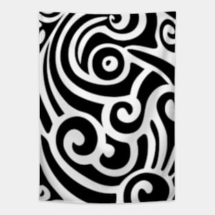 Black and White Abstract Swirly Design Tapestry