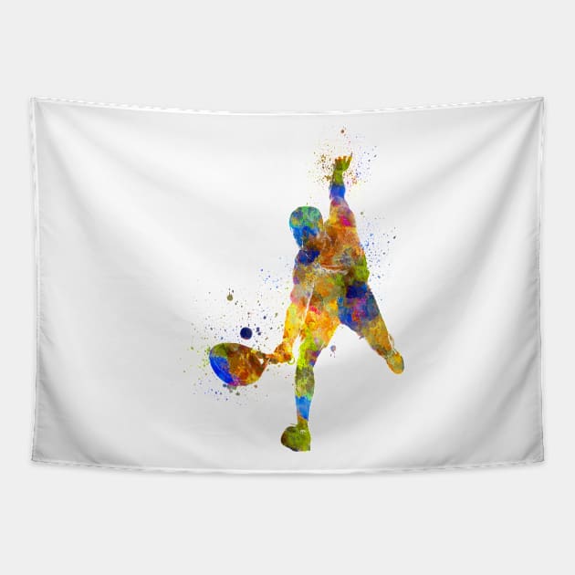 Watercolor paddle player Tapestry by PaulrommerArt