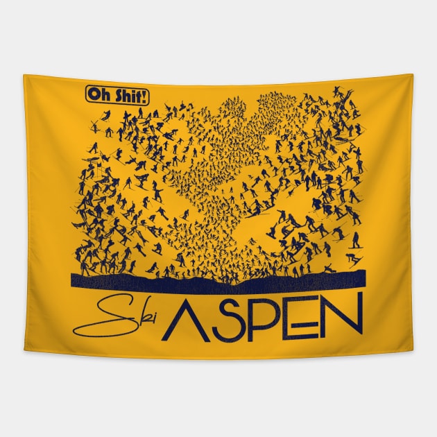 Oh Shit! Ski Aspen Tapestry by darklordpug