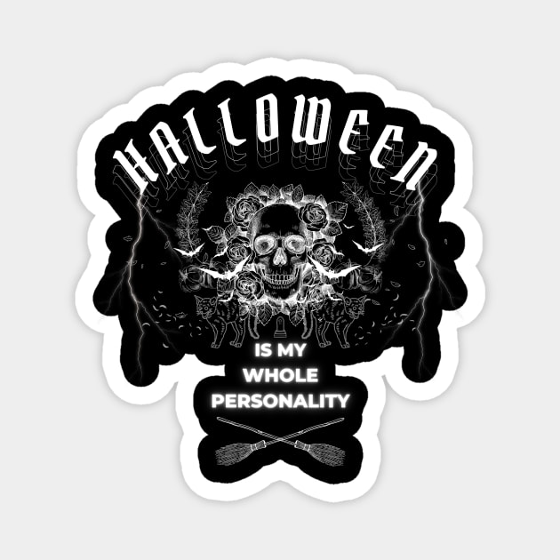 Halloween Skull Pumpkins Graphic Funny T-shirt Magnet by Ivy League