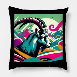 Mountain Majesty - Pop Art Alpine Ibex Pillow