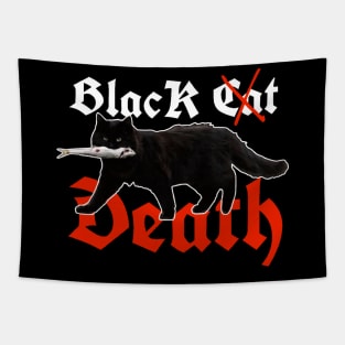 black death or black cat eats fish Tapestry