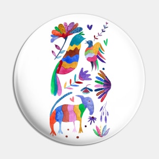 Otomi animals and flowers colorful Pin