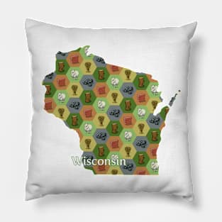 Wisconsin State Map Board Games Pillow