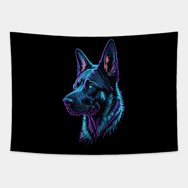 Retro Vintage German Shepard Design Tapestry by SketchyDanny