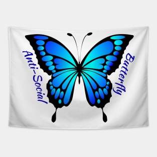 Blue Anti-Social Butterfly Tapestry