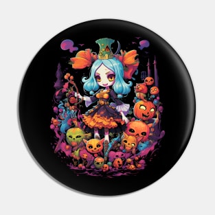 Enchanting Halloween Whispers: Yokai-inspired Costume Amidst Pumpkin Parades Pin