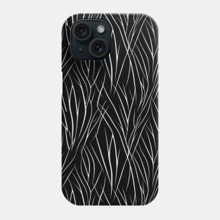 Monochrome Elegance: White Abstract Lines on Black Phone Case