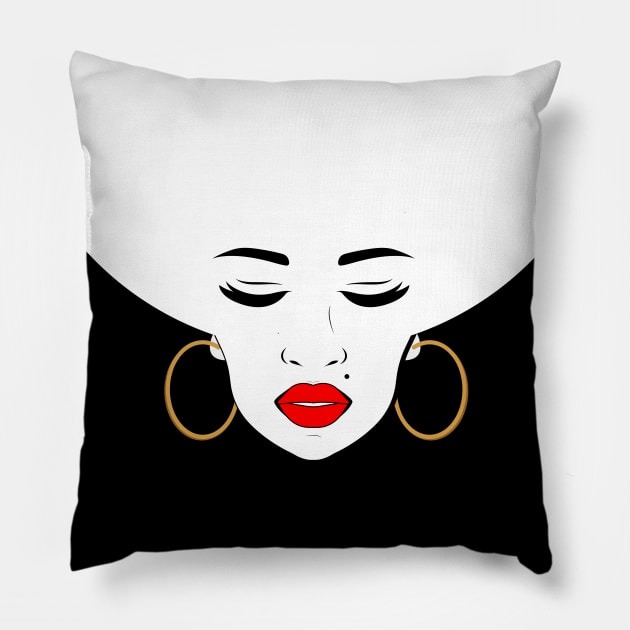 Minimalist Woman with Afro Hair Pillow by EddieBalevo