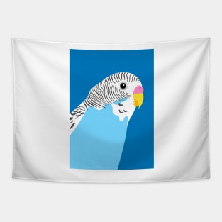 Blue Budgie Bird Portrait Tapestry