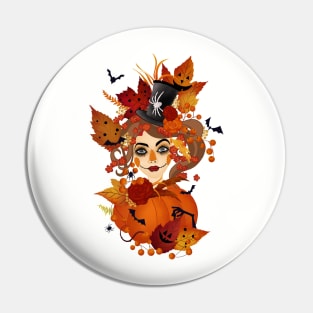 Spooky Pumpkin girl Pin