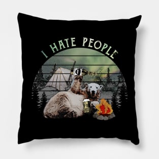 I Love Camping I Hate People Funny Vintage Aurora T-Shirt Pillow