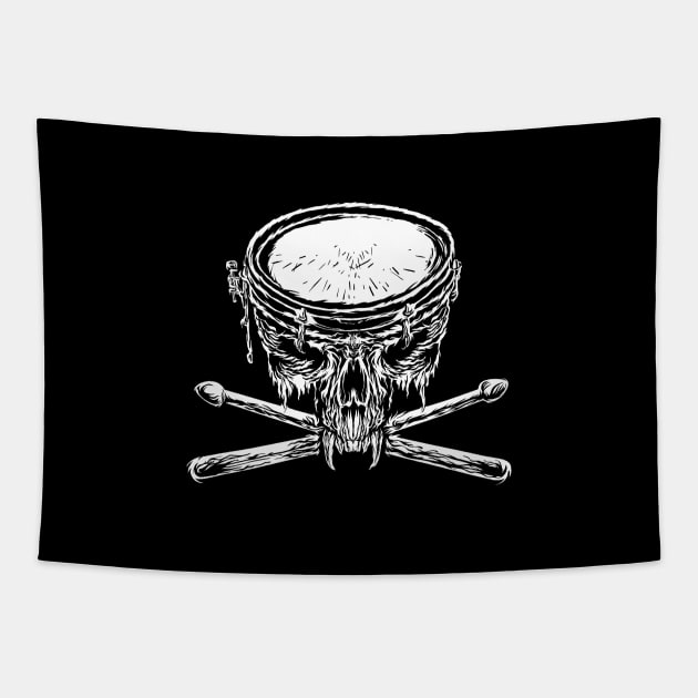 Drum Skull-Drummer-Metal-Rock Tapestry by StabbedHeart