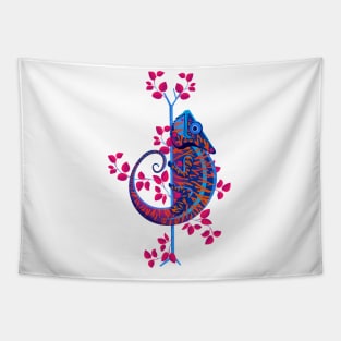 Colorful Chameleon | Blue Orange Pink Color Palette Art Print Tapestry