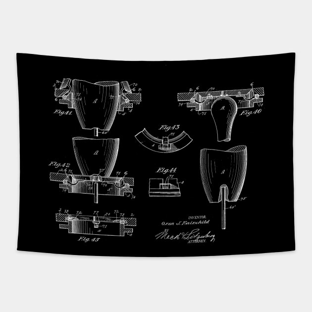 Automatic Bowling Machine Vintage Patent Drawing Tapestry by TheYoungDesigns