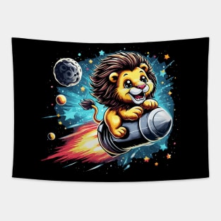 Majestic Lion Takes Flight to the Cosmos Tapestry