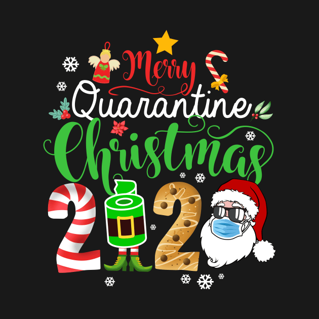 Funny quarantine Christmas Elf Santa wearing FaceMask Candy Cane Snowflakes Gift Christmas 2020 by mittievance
